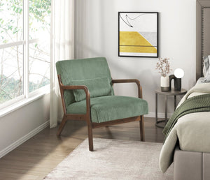 English Elm Modern Corduroy Accent Armchair with Lumbar Pillow Rubberwood Frame Living Room Seat Green B011P500675
