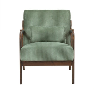 English Elm Modern Corduroy Accent Armchair with Lumbar Pillow Rubberwood Frame Living Room Seat Green B011P500675