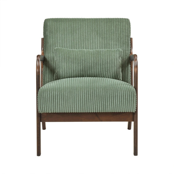 English Elm Modern Corduroy Accent Armchair with Lumbar Pillow Rubberwood Frame Living Room Seat Green B011P500675
