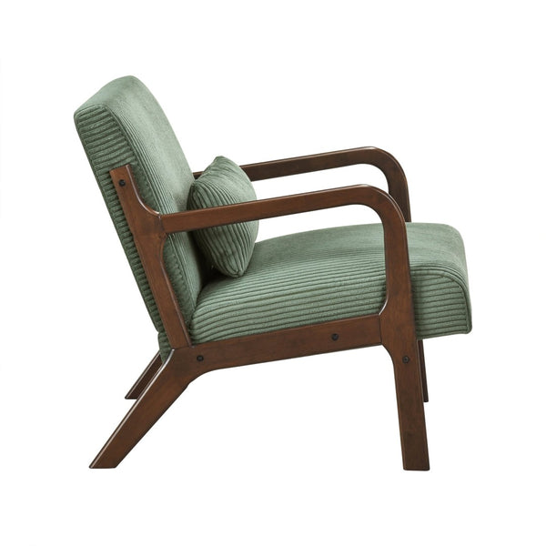 English Elm Modern Corduroy Accent Armchair with Lumbar Pillow Rubberwood Frame Living Room Seat Green B011P500675