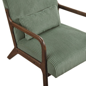 English Elm Modern Corduroy Accent Armchair with Lumbar Pillow Rubberwood Frame Living Room Seat Green B011P500675