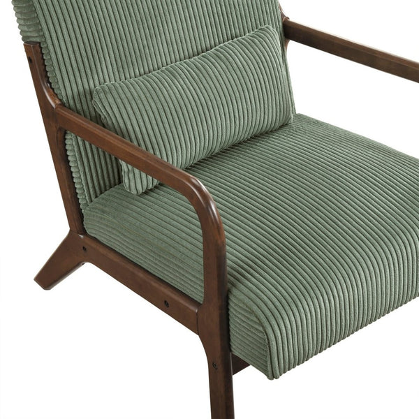 English Elm Modern Corduroy Accent Armchair with Lumbar Pillow Rubberwood Frame Living Room Seat Green B011P500675