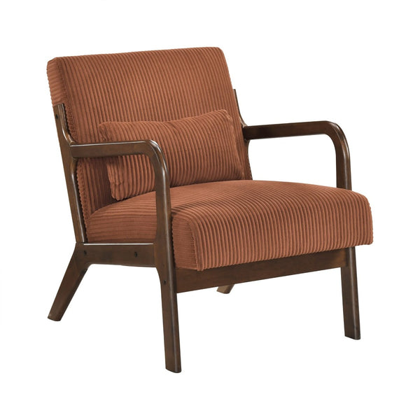 English Elm Modern Corduroy Accent Armchair with Lumbar Pillow Rubberwood Frame Living Room Seat Orange B011P500677