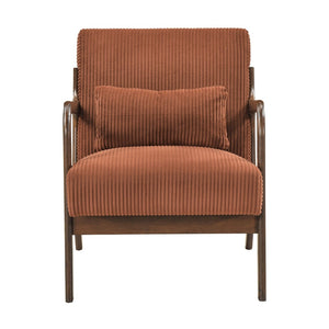 English Elm Modern Corduroy Accent Armchair with Lumbar Pillow Rubberwood Frame Living Room Seat Orange B011P500677