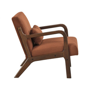 English Elm Modern Corduroy Accent Armchair with Lumbar Pillow Rubberwood Frame Living Room Seat Orange B011P500677