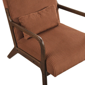 English Elm Modern Corduroy Accent Armchair with Lumbar Pillow Rubberwood Frame Living Room Seat Orange B011P500677