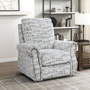 English Elm Modern Swivel Accent Chair Jacquard Upholstery Nailhead Detail for Living Room B011P500678