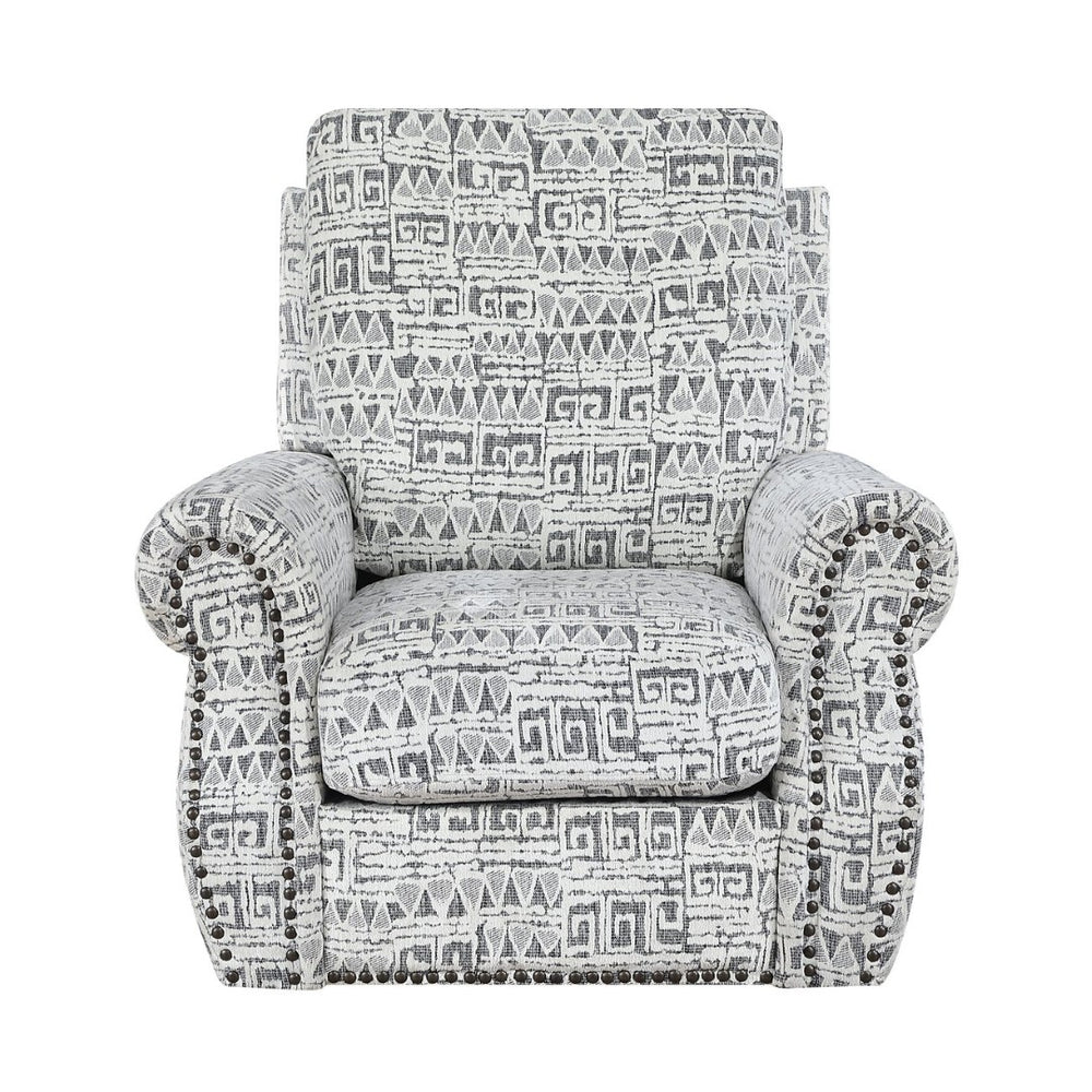 English Elm Modern Swivel Accent Chair Jacquard Upholstery Nailhead Detail for Living Room B011P500678