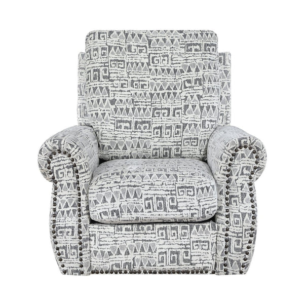 English Elm Modern Swivel Accent Chair Jacquard Upholstery Nailhead Detail for Living Room B011P500678