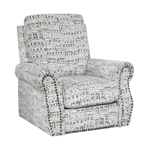 English Elm Modern Swivel Accent Chair Jacquard Upholstery Nailhead Detail for Living Room B011P500678