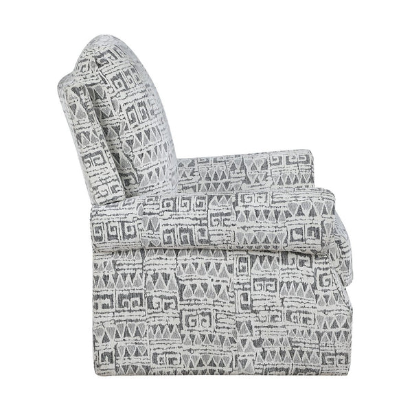 English Elm Modern Swivel Accent Chair Jacquard Upholstery Nailhead Detail for Living Room B011P500678