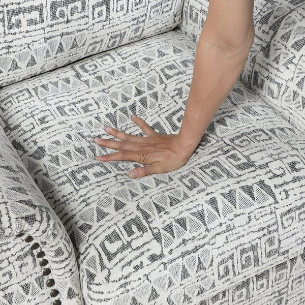 English Elm Modern Swivel Accent Chair Jacquard Upholstery Nailhead Detail for Living Room B011P500678