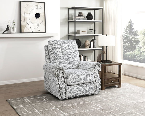 English Elm Modern Swivel Accent Chair Jacquard Upholstery Nailhead Detail for Living Room B011P500678