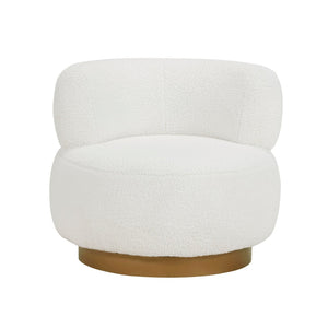 English Elm Luxurious Sherpa Swivel Chair with Gold Wood Base for Living Room Glam Decor B011P500679