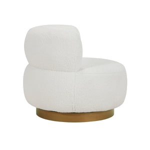 English Elm Luxurious Sherpa Swivel Chair with Gold Wood Base for Living Room Glam Decor B011P500679