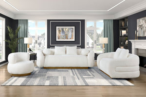 English Elm Luxurious Sherpa Swivel Chair with Gold Wood Base for Living Room Glam Decor B011P500679