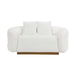 English Elm Luxurious Sherpa Upholstered Loveseat with Gold Wood Base and Pocket Coil Support B011P501144