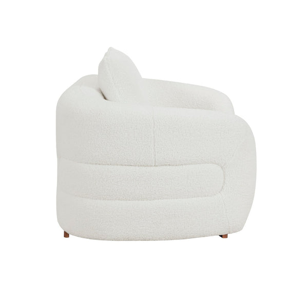 English Elm Luxurious Sherpa Upholstered Loveseat with Gold Wood Base and Pocket Coil Support B011P501144