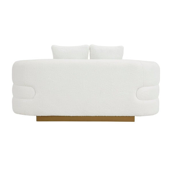 English Elm Luxurious Sherpa Upholstered Loveseat with Gold Wood Base and Pocket Coil Support B011P501144