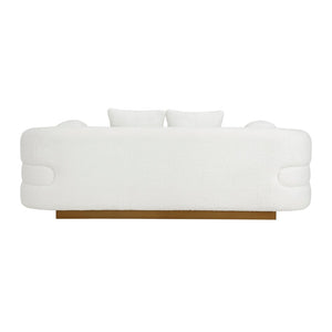 English Elm Luxurious Three Seat Sherpa Sofa with Gold Wood Base and Plush Attached Cushions B011P501145