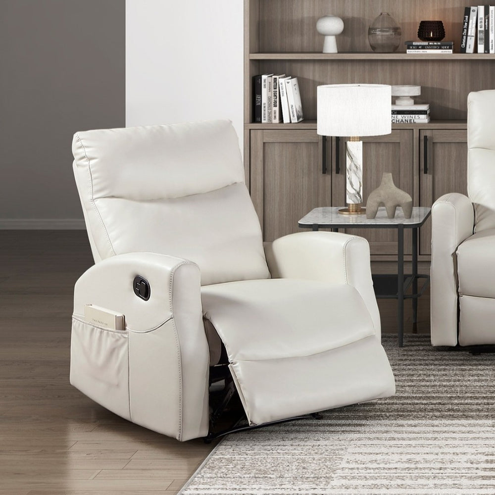 English Elm Contemporary Wall Hugger Recliner Faux Leather Chair with Side Pocket for Living Rooms B011P501146