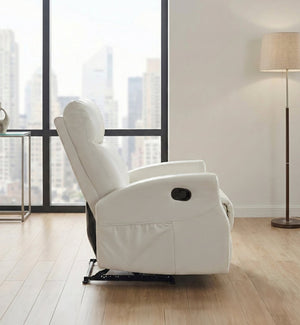 English Elm Contemporary Wall Hugger Recliner Faux Leather Chair with Side Pocket for Living Rooms B011P501146