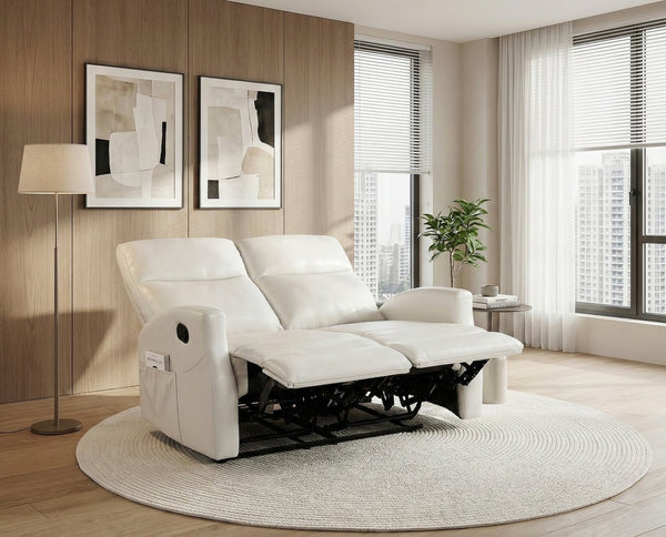 English Elm Contemporary Faux Leather Double Reclining Loveseat with Wall Hugger Design B011P501147