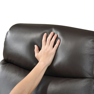 English Elm Dark Brown Top Grain Leather Power Recliner with USB Port for Living Room Comfort B011P501153