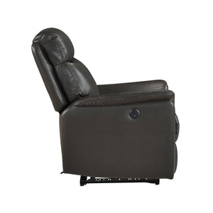 English Elm Dark Brown Top Grain Leather Power Recliner with USB Port for Living Room Comfort B011P501153