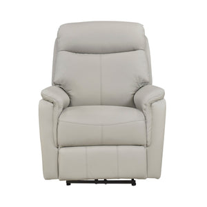 English Elm Light Gray Top Grain Leather Power Recliner with USB Port for Modern Living Rooms B011P501156