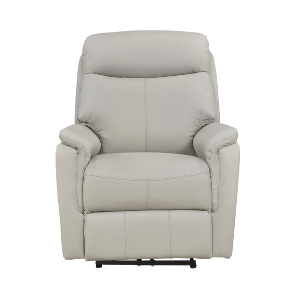 English Elm Light Gray Top Grain Leather Power Recliner with USB Port for Modern Living Rooms B011P501156