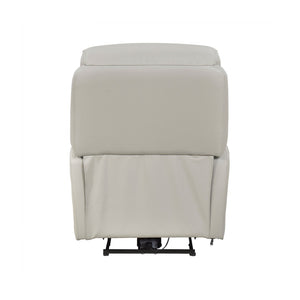 English Elm Light Gray Top Grain Leather Power Recliner with USB Port for Modern Living Rooms B011P501156