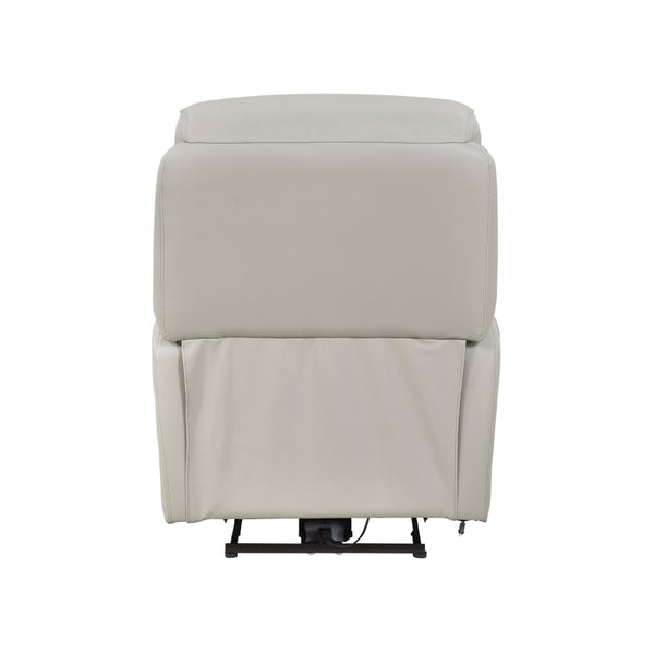 English Elm Light Gray Top Grain Leather Power Recliner with USB Port for Modern Living Rooms B011P501156