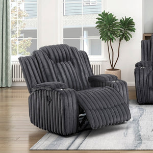English Elm Dark Gray Corduroy Wall Hugger Recliner with Cup Holders for Cozy Living Spaces B011P501167