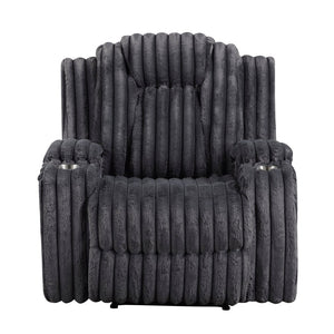 English Elm Dark Gray Corduroy Wall Hugger Recliner with Cup Holders for Cozy Living Spaces B011P501167