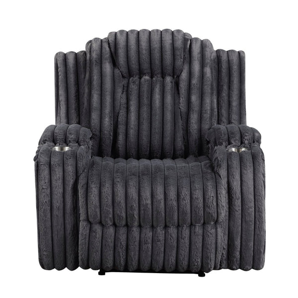English Elm Dark Gray Corduroy Wall Hugger Recliner with Cup Holders for Cozy Living Spaces B011P501167