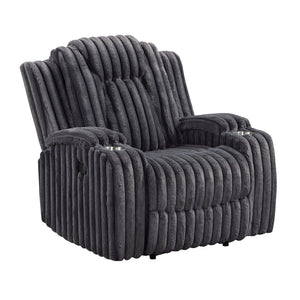 English Elm Dark Gray Corduroy Wall Hugger Recliner with Cup Holders for Cozy Living Spaces B011P501167