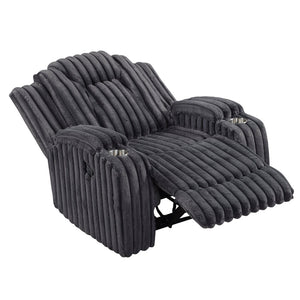 English Elm Dark Gray Corduroy Wall Hugger Recliner with Cup Holders for Cozy Living Spaces B011P501167