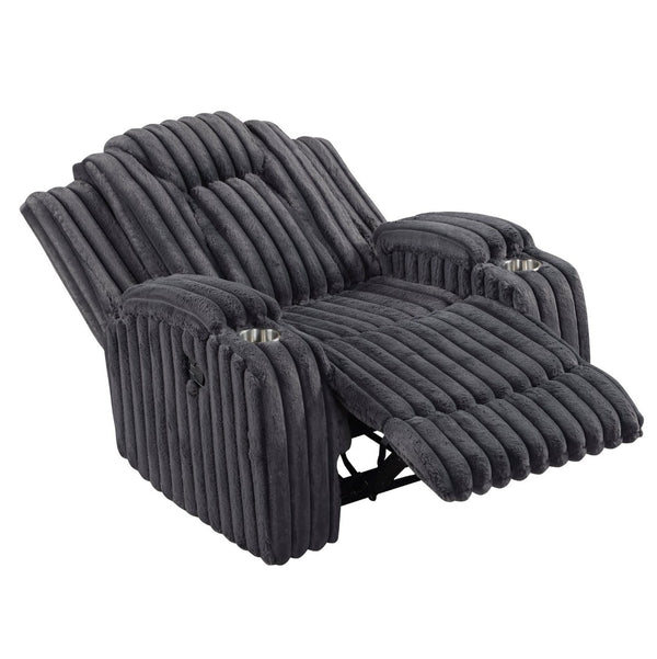 English Elm Dark Gray Corduroy Wall Hugger Recliner with Cup Holders for Cozy Living Spaces B011P501167