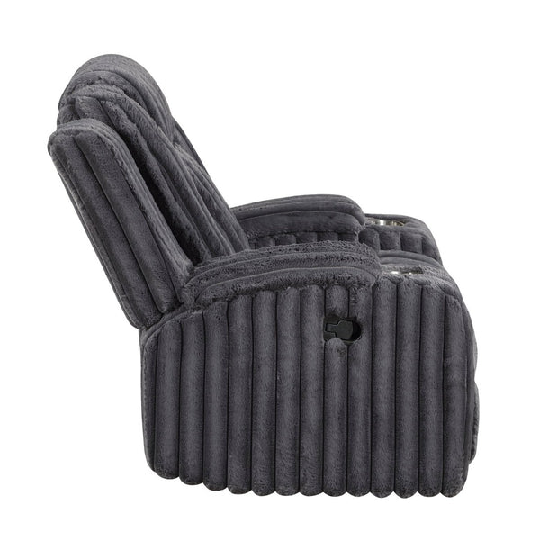 English Elm Dark Gray Corduroy Wall Hugger Recliner with Cup Holders for Cozy Living Spaces B011P501167
