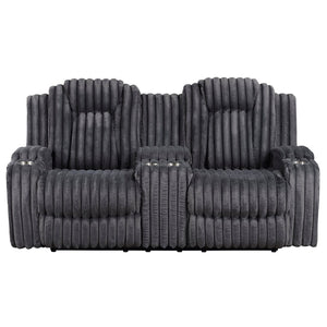 English Elm Dark Gray Corduroy Reclining Loveseat with Console Cup Holders Wall Hugger Frame B011P501168