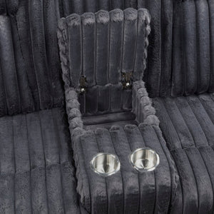 English Elm Dark Gray Corduroy Reclining Loveseat with Console Cup Holders Wall Hugger Frame B011P501168