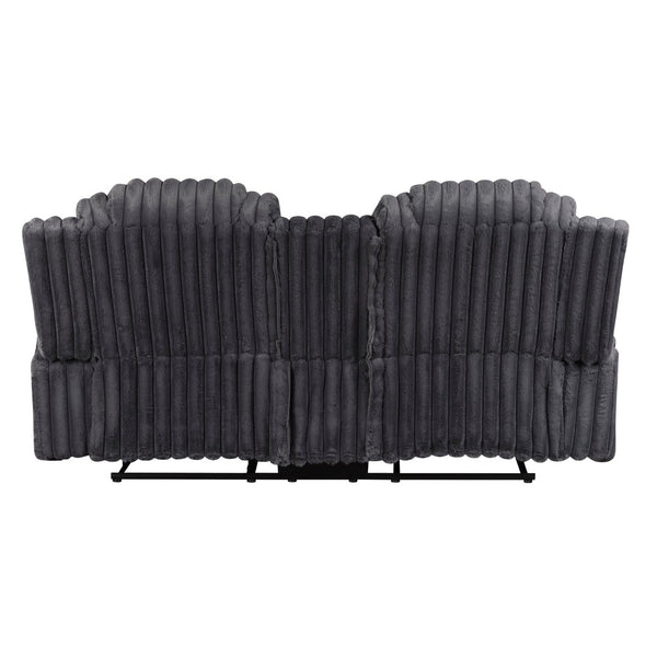 English Elm Dark Gray Corduroy Reclining Loveseat with Console Cup Holders Wall Hugger Frame B011P501168