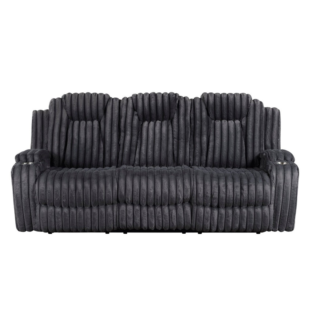 English Elm Dark Gray Corduroy Reclining Sofa with Cup Holders Wall Hugger Living Room Comfort B011P501169