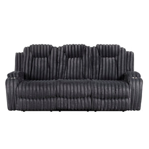 English Elm Dark Gray Corduroy Reclining Sofa with Cup Holders Wall Hugger Living Room Comfort B011P501169