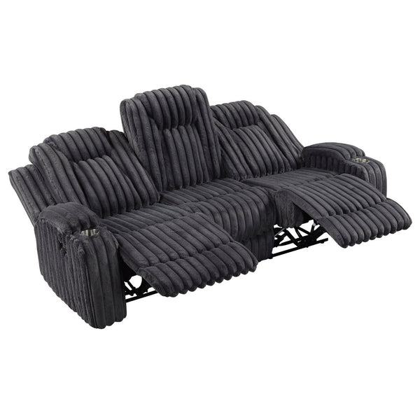 English Elm Dark Gray Corduroy Reclining Sofa with Cup Holders Wall Hugger Living Room Comfort B011P501169