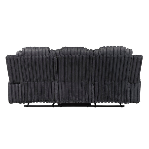 English Elm Dark Gray Corduroy Reclining Sofa with Cup Holders Wall Hugger Living Room Comfort B011P501169