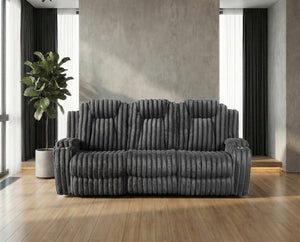 English Elm Dark Gray Corduroy Reclining Sofa with Cup Holders Wall Hugger Living Room Comfort B011P501169
