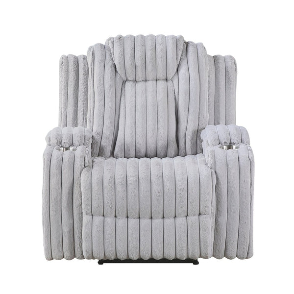 English Elm Light Gray Corduroy Wall Hugger Recliner with Cup Holders and Pocket Coil Support B011P501905