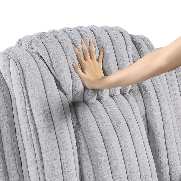 English Elm Light Gray Corduroy Wall Hugger Recliner with Cup Holders and Pocket Coil Support B011P501905